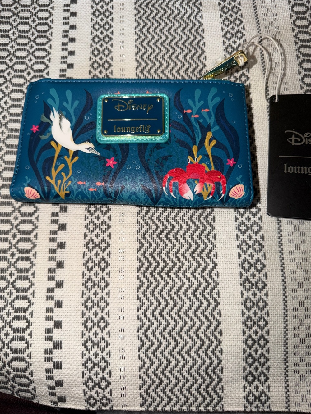 Loungefly Teal Disney The Little Mermaid Zip Around Wallet with Ocean Motif - Picture 2 of 5